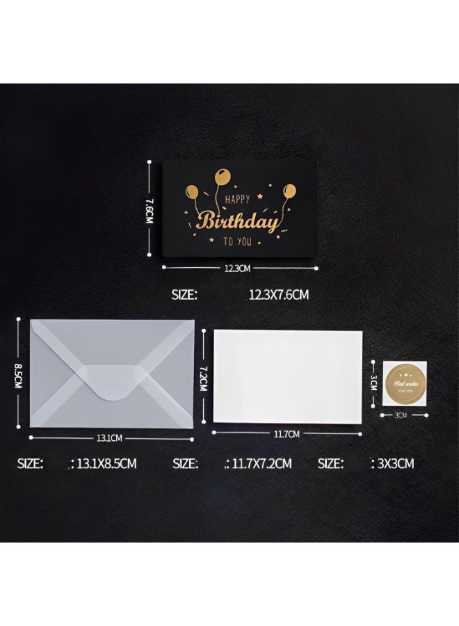 DELGREEN 4 Pcs Premium Birthday Card with Gold Embossing，Black & Gold Foil Elegant Happy Birthday to You With Envelope And Seal， Anniversary Card Gift for Boyfriend,Mum,Daddy - Image 3